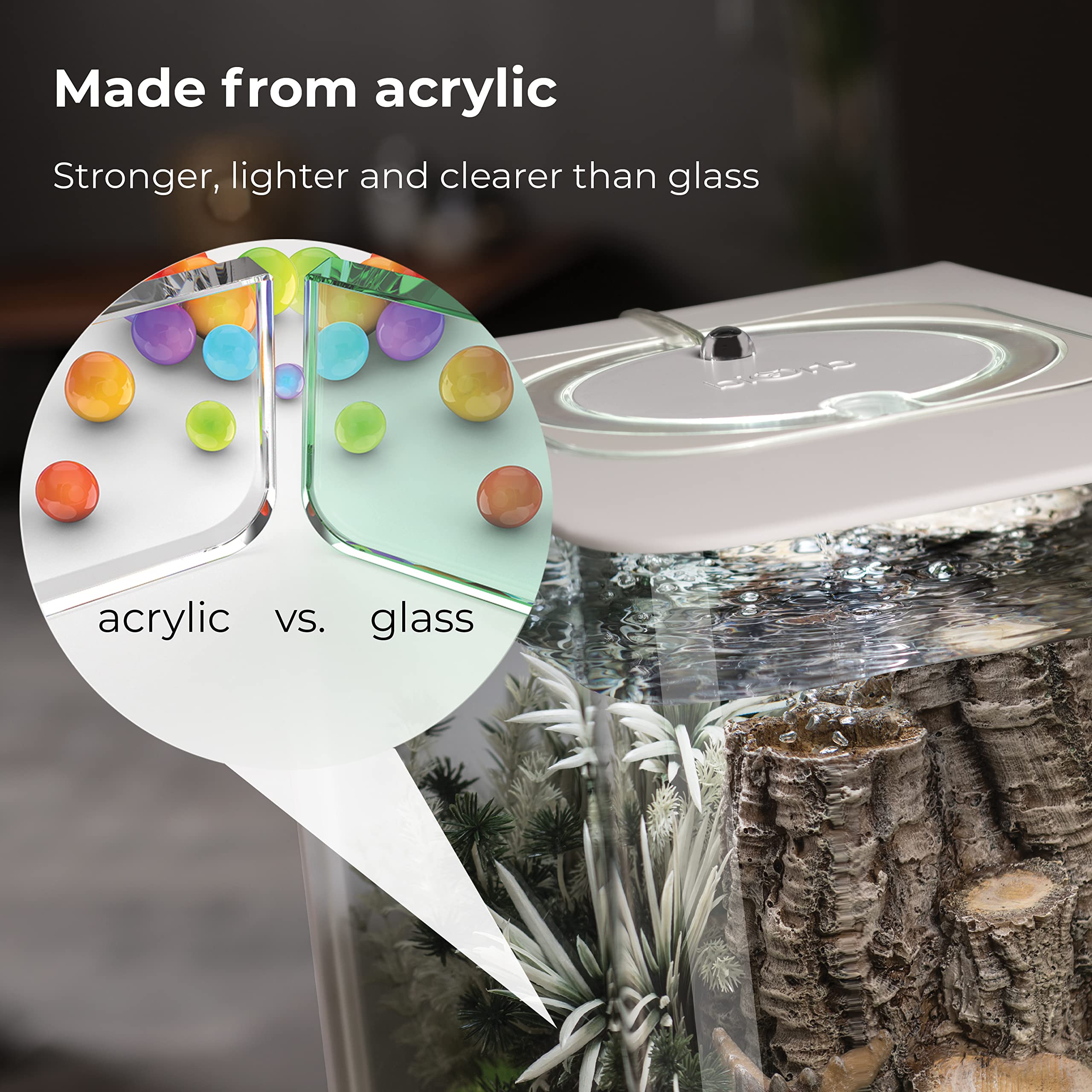 biOrb Flow 15 Acrylic 4-Gallon Aquarium with White LED Lights Modern Compact Tank for Tabletop or Desktop Display, White - Image 5