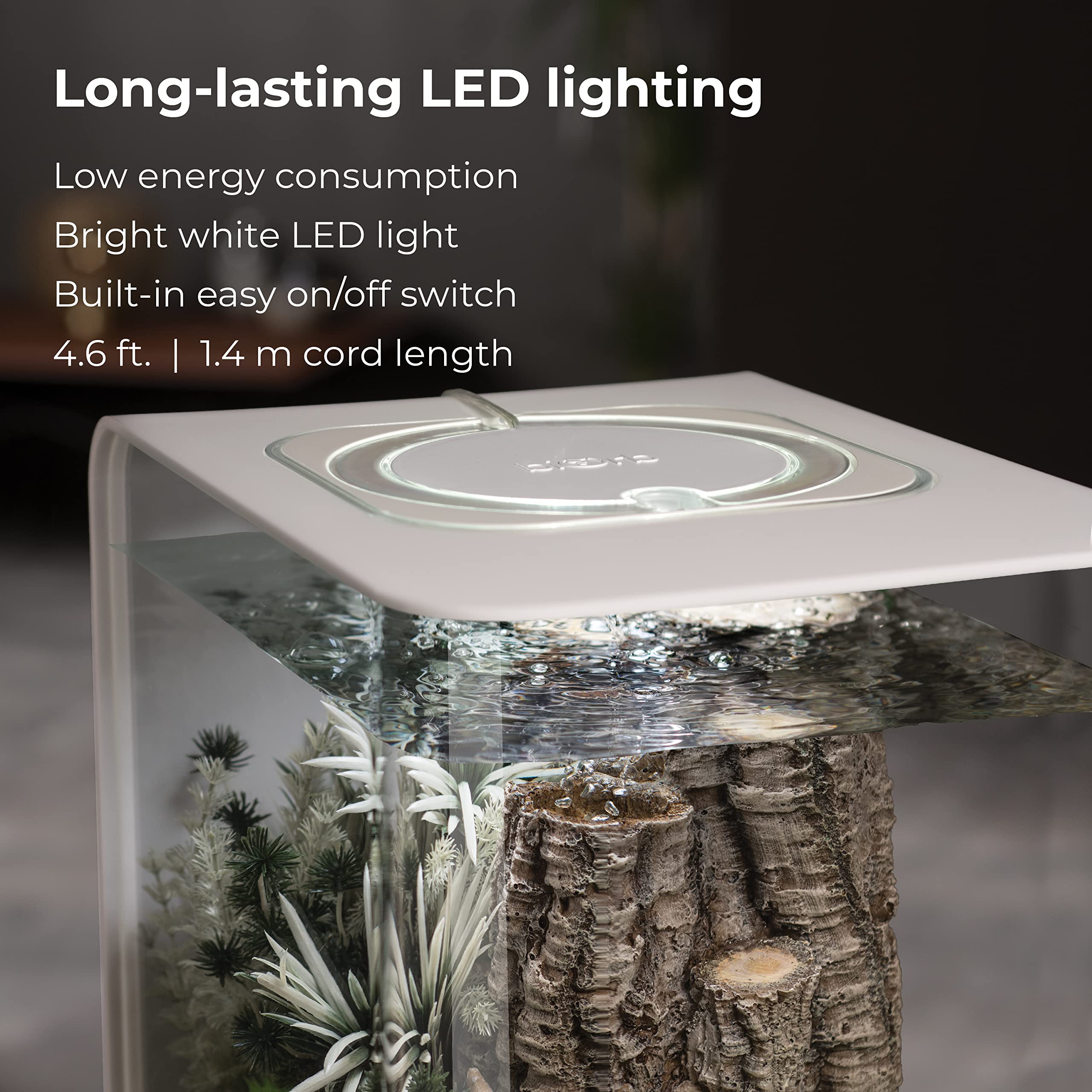 biOrb Flow 15 Acrylic 4-Gallon Aquarium with White LED Lights Modern Compact Tank for Tabletop or Desktop Display, White - Image 6