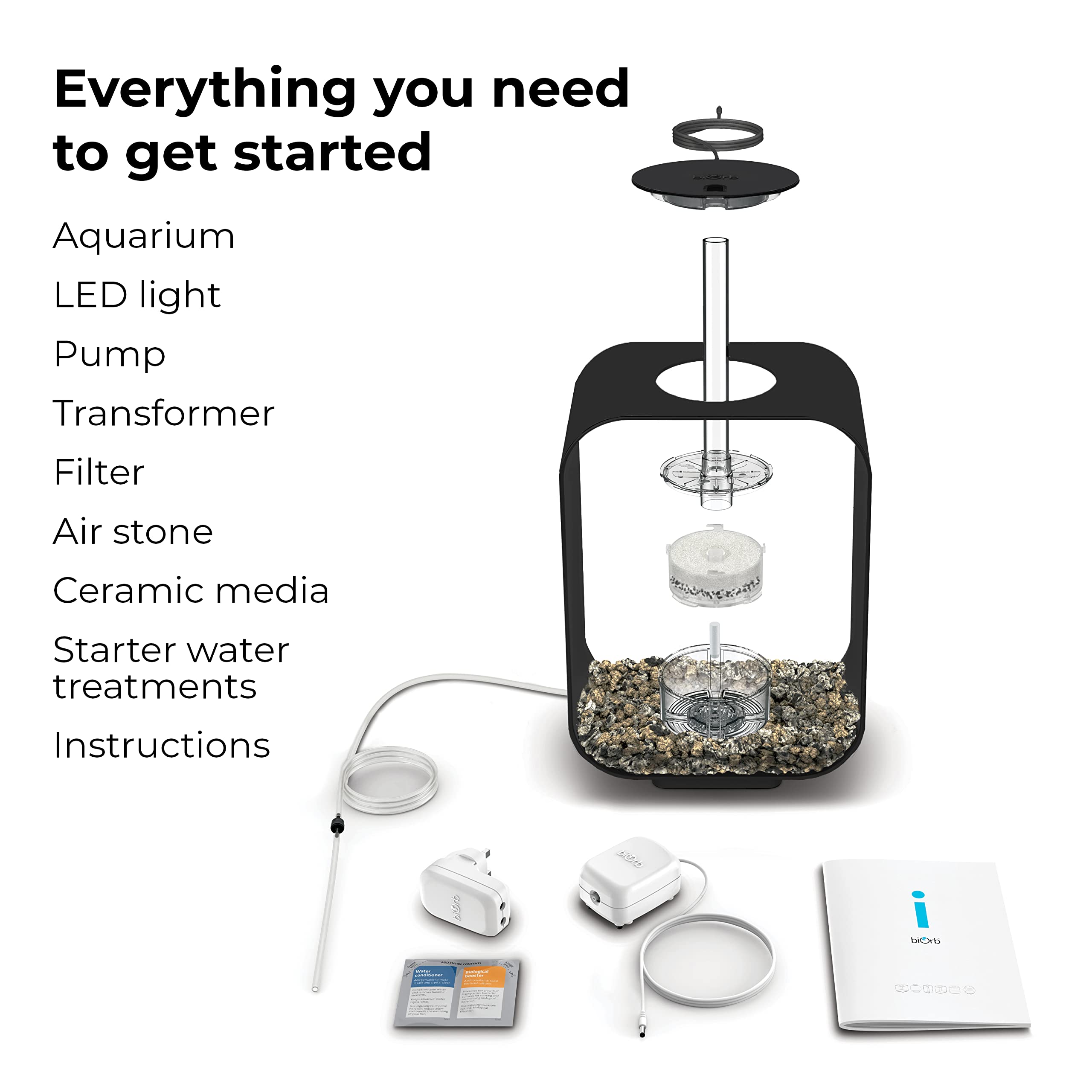 biOrb Life 15 Acrylic 4-Gallon Aquarium with White LED Lights Modern Compact Tank for Tabletop or Desktop Display, Black - Image 3