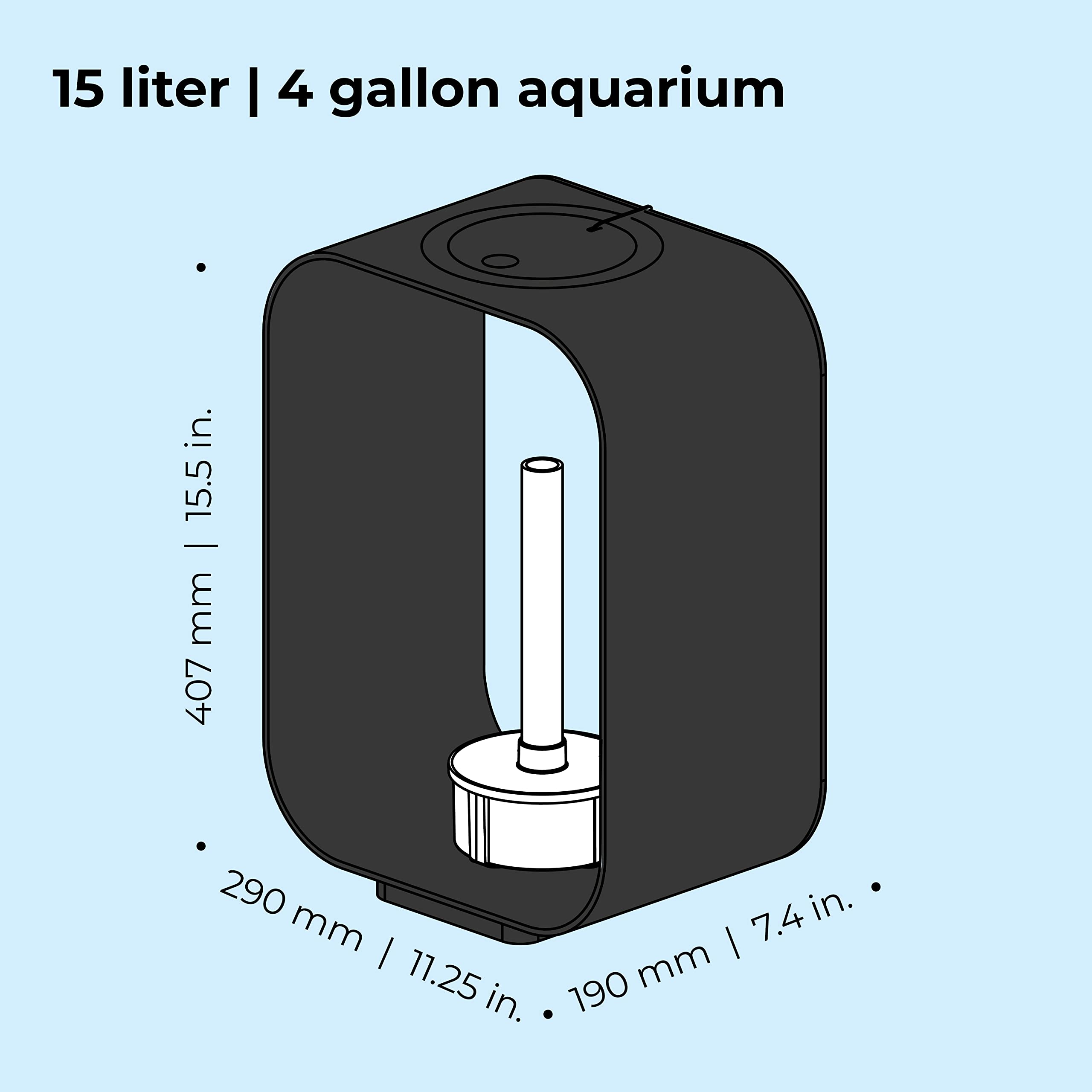 biOrb Life 15 Acrylic 4-Gallon Aquarium with White LED Lights Modern Compact Tank for Tabletop or Desktop Display, Black - Image 4