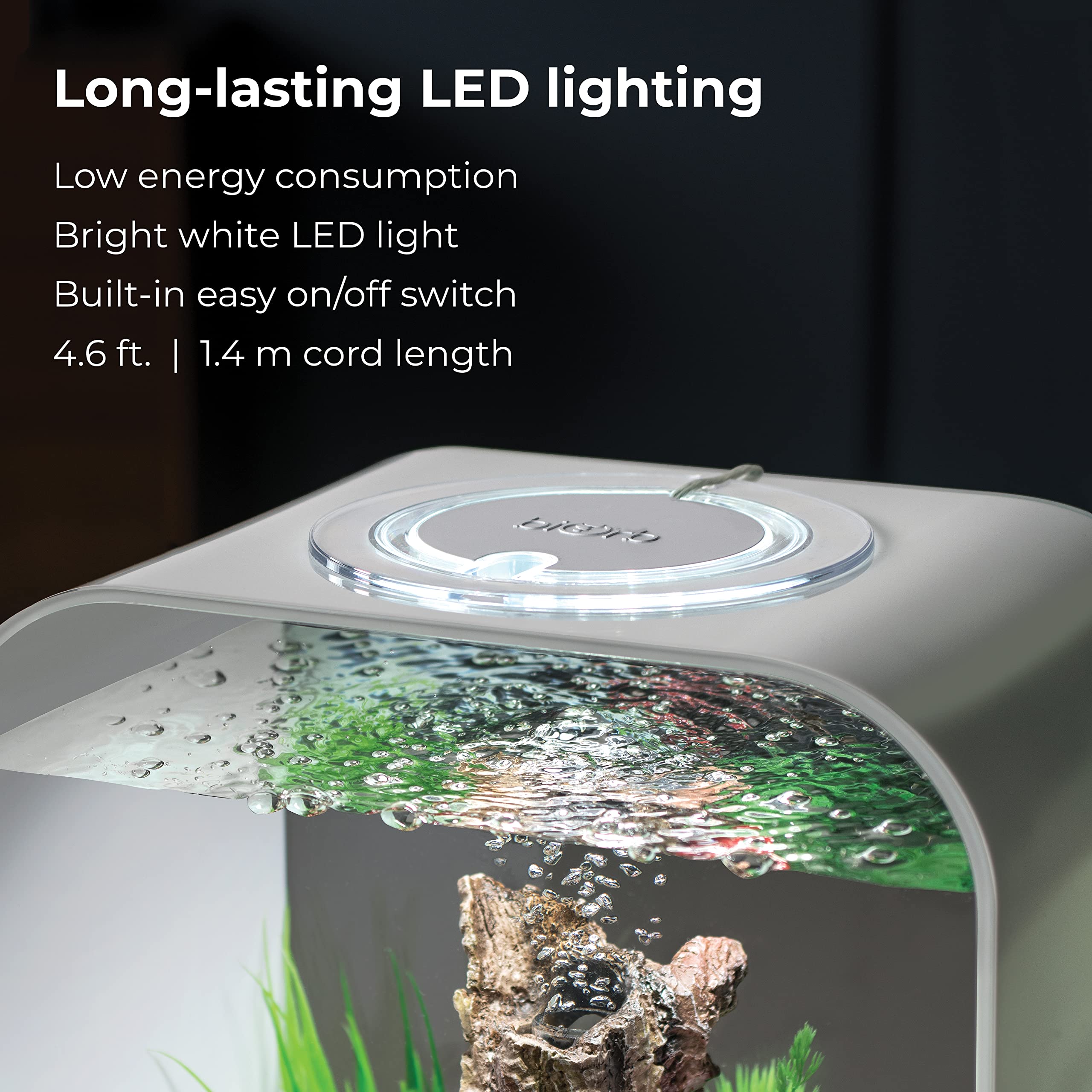 biOrb Life 15 Acrylic 4-Gallon Aquarium with White LED Lights Modern Compact Tank for Tabletop or Desktop Display, Black - Image 6