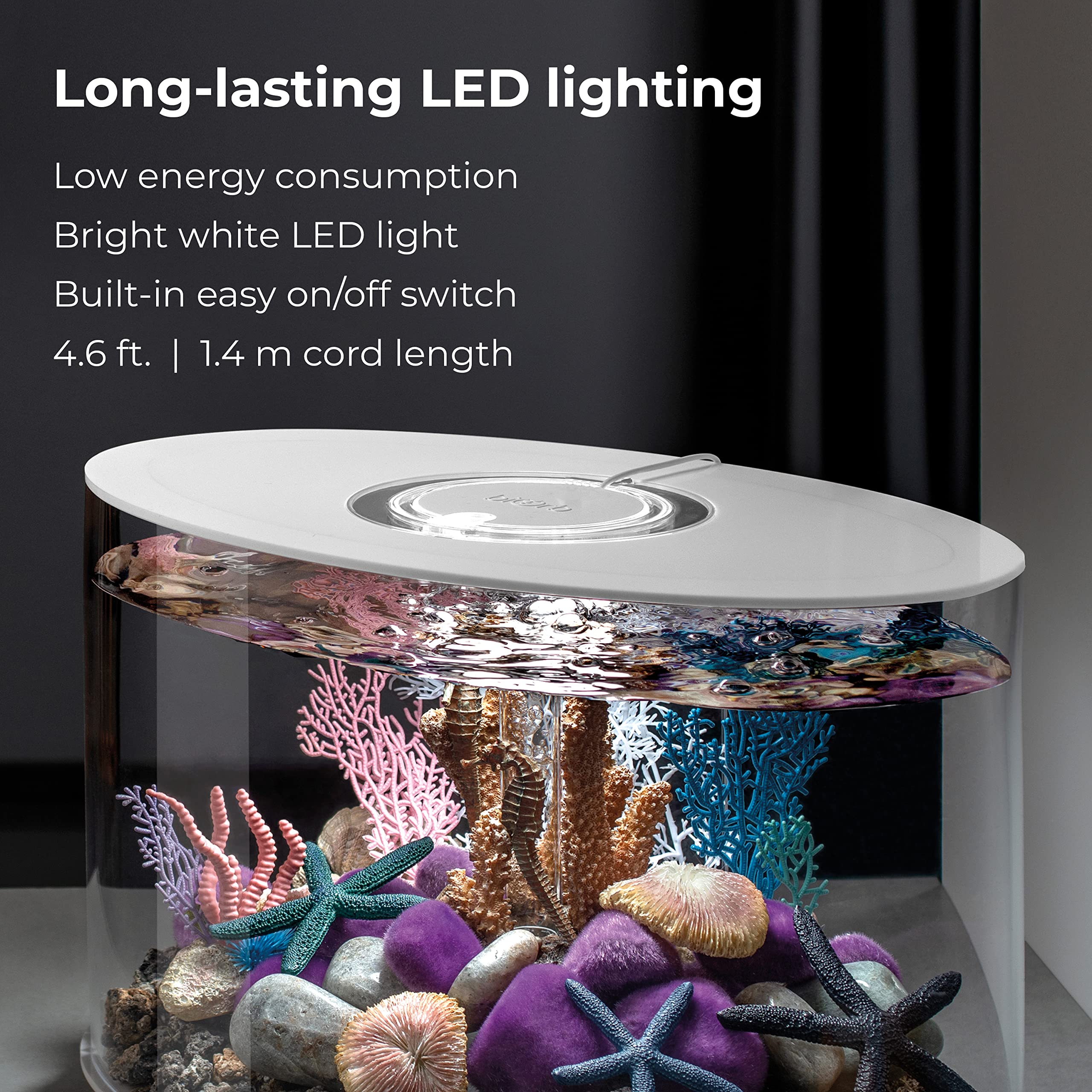 biOrb Loop 15 Acrylic 4-Gallon Aquarium with White LED Lights Modern Compact Tank for Tabletop or Desktop Display, White-Trimmed Tank - Image 6